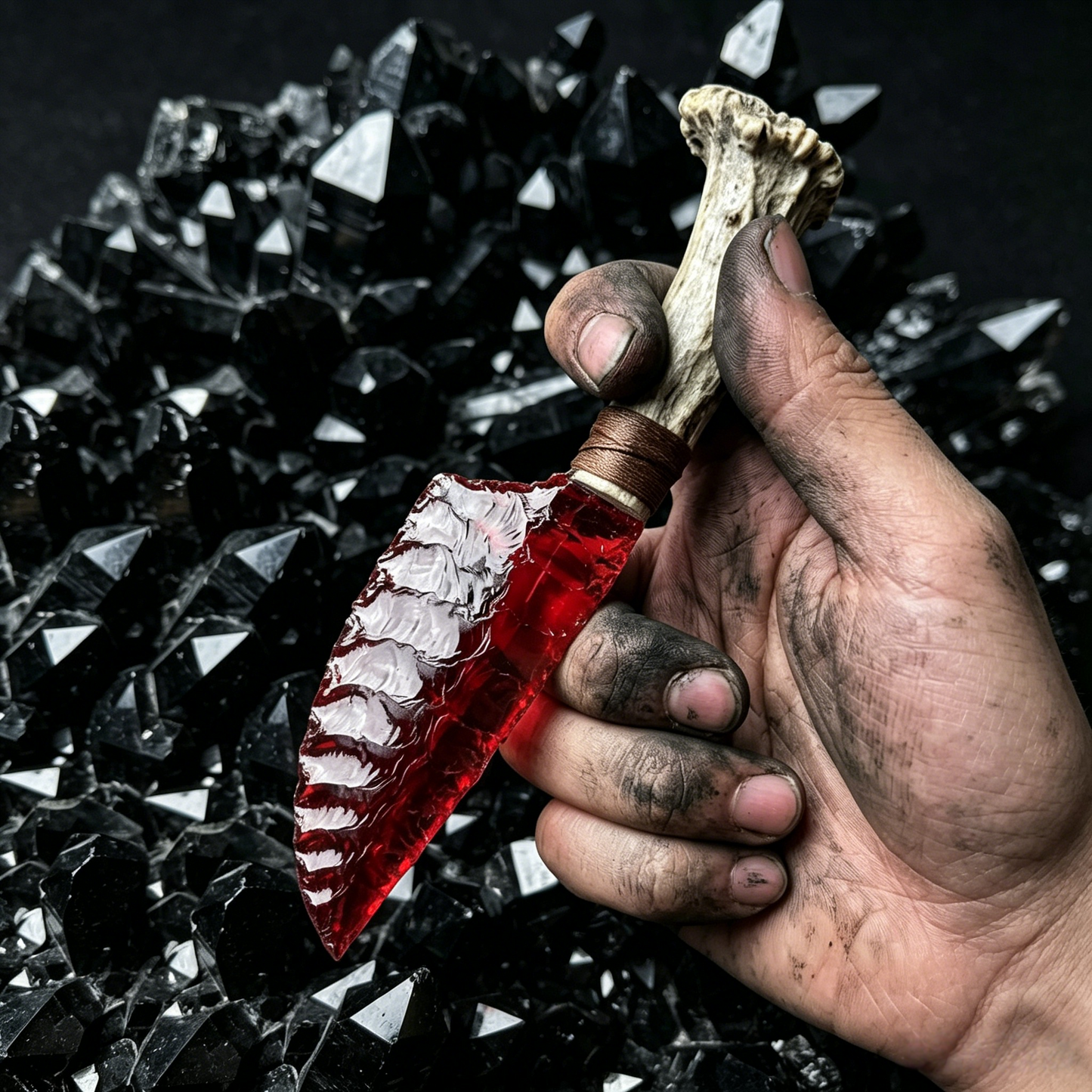 The Bloodscale Relic | Hand-Knapped Crimson Concept with Bone-White Ridges
