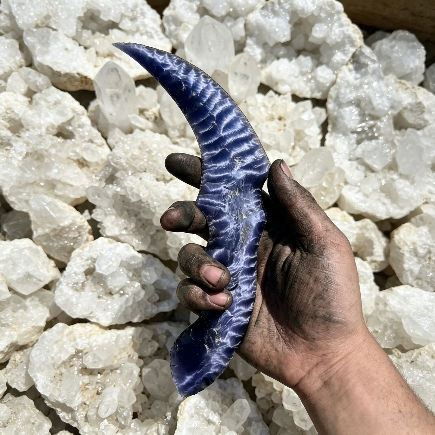 The Void Crescent | Solid Hand-Knapped Amethyst Concept Artifact