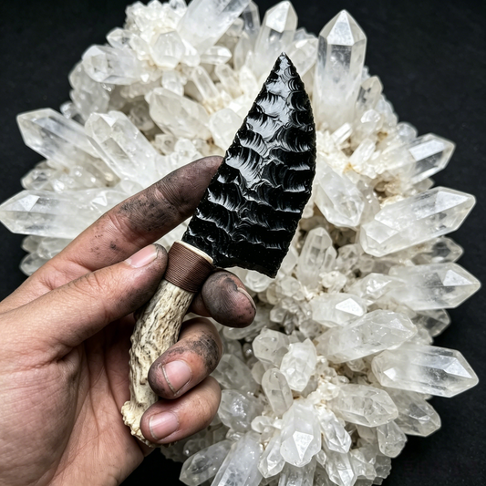 Solid Black Knapped Crystal Sculpture | Fantasy Cosplay & Collector Art