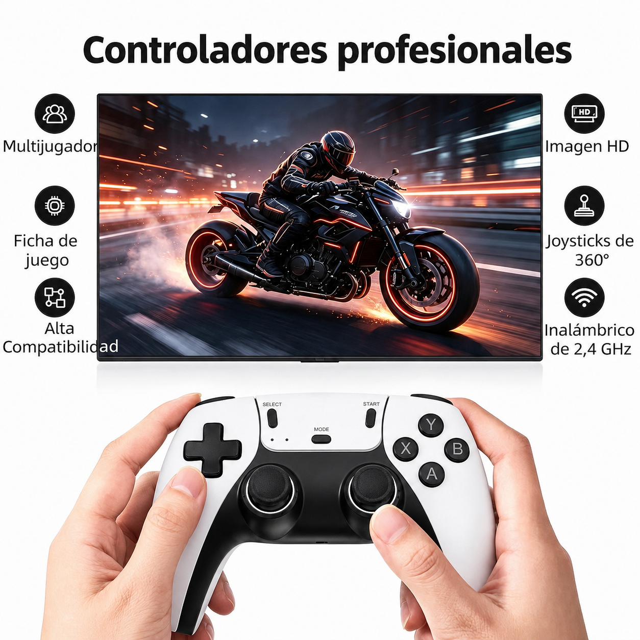 Consola de Juegos M15 128G  | +40000 Juegos Preinstalados | 2 Mandos Inalámbricos!
