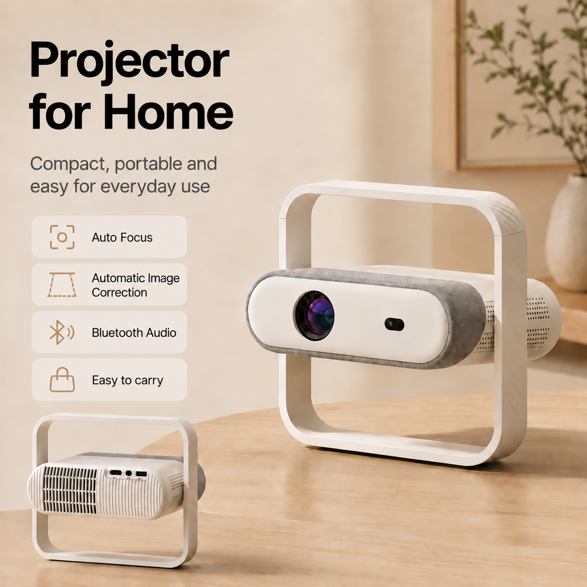 NSL03 Smart Portable Projector with Android System, Auto Focus & Auto Keystone