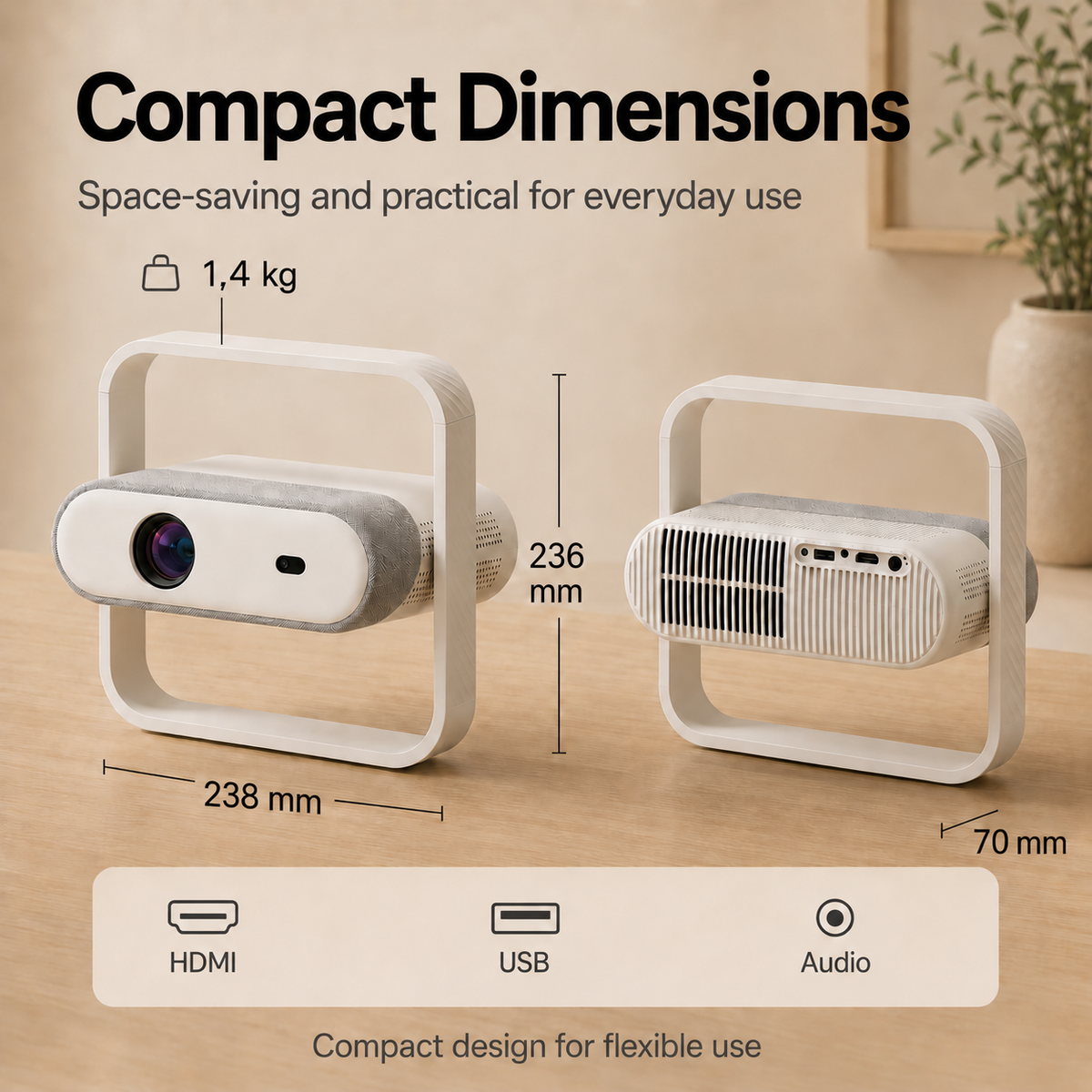 NSL03 Smart Portable Projector with Android System, Auto Focus & Auto Keystone