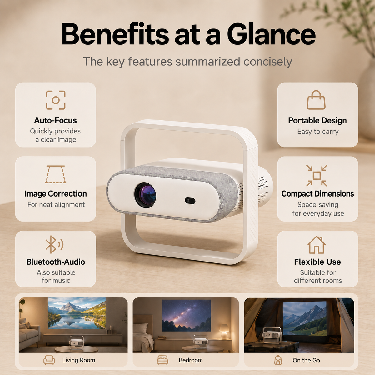 NSL03 Smart Portable Projector with Android System, Auto Focus & Auto Keystone
