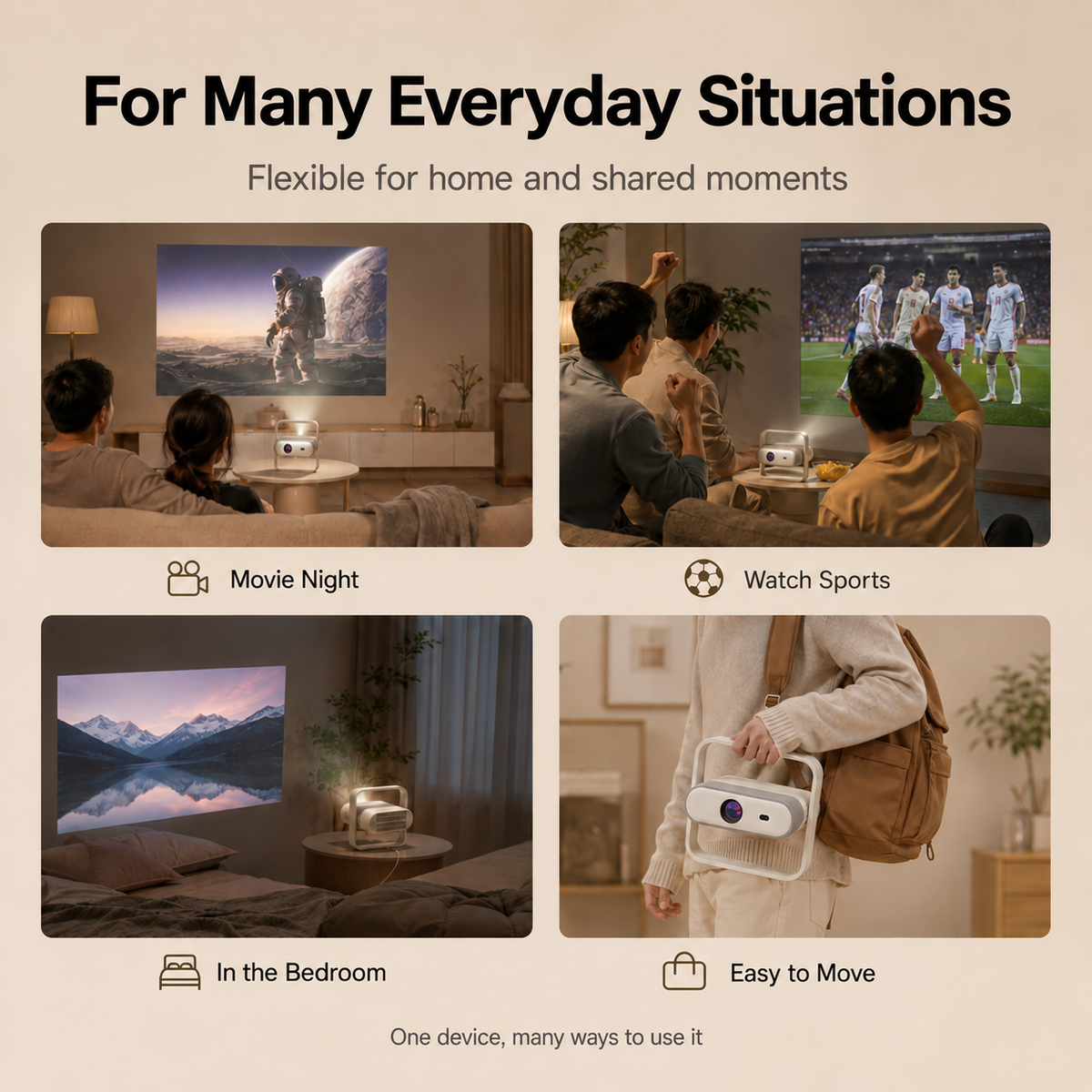 NSL03 Smart Portable Projector with Android System, Auto Focus & Auto Keystone
