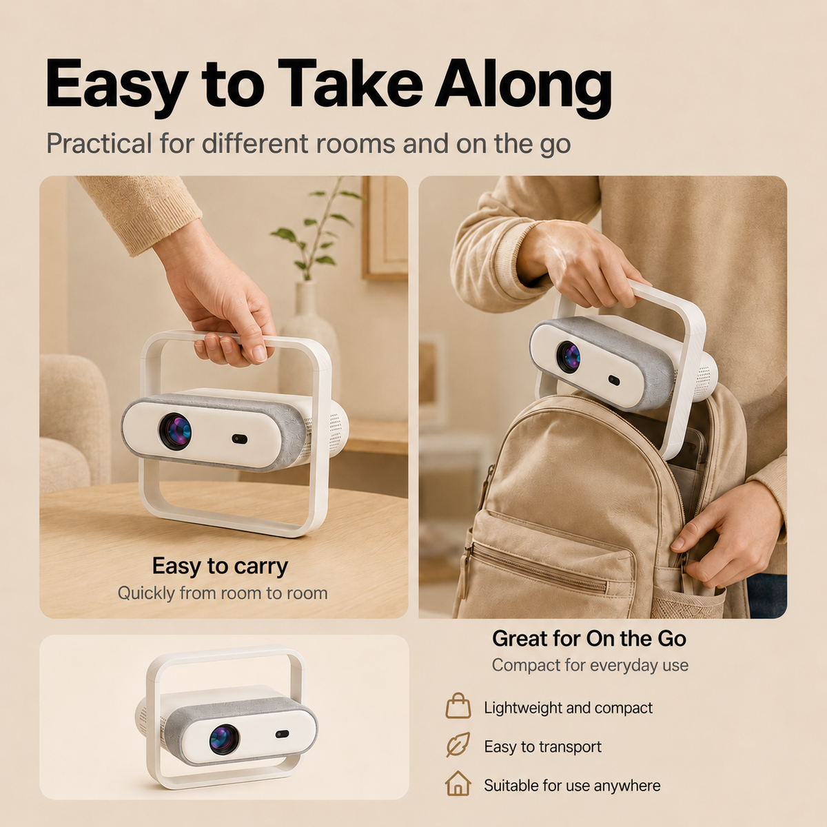 NSL03 Smart Portable Projector with Android System, Auto Focus & Auto Keystone