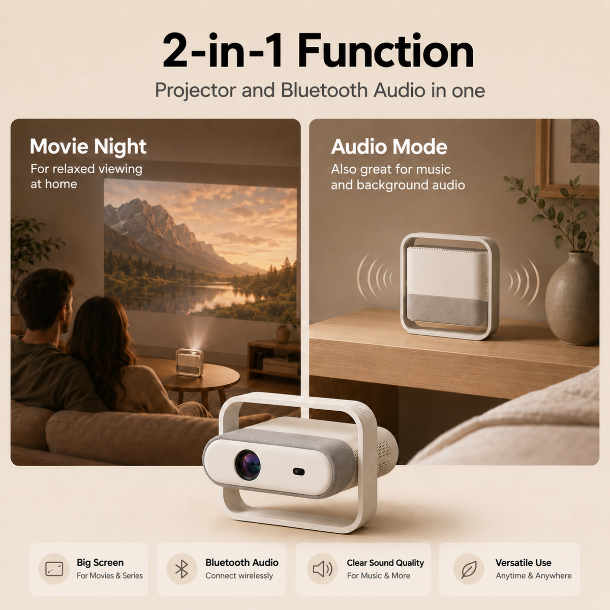 NSL03 Smart Portable Projector with Android System, Auto Focus & Auto Keystone