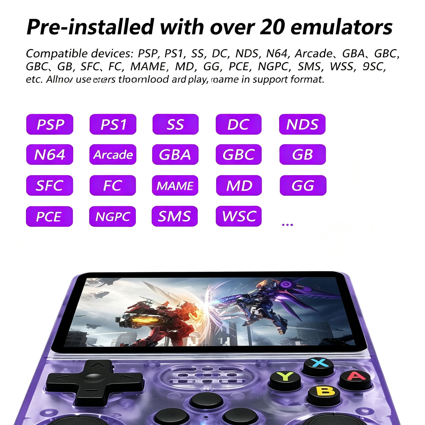 R36S Retro Open-Source Handheld Console - Classic Vertical Design / Dual Joysticks / Transparent Shell