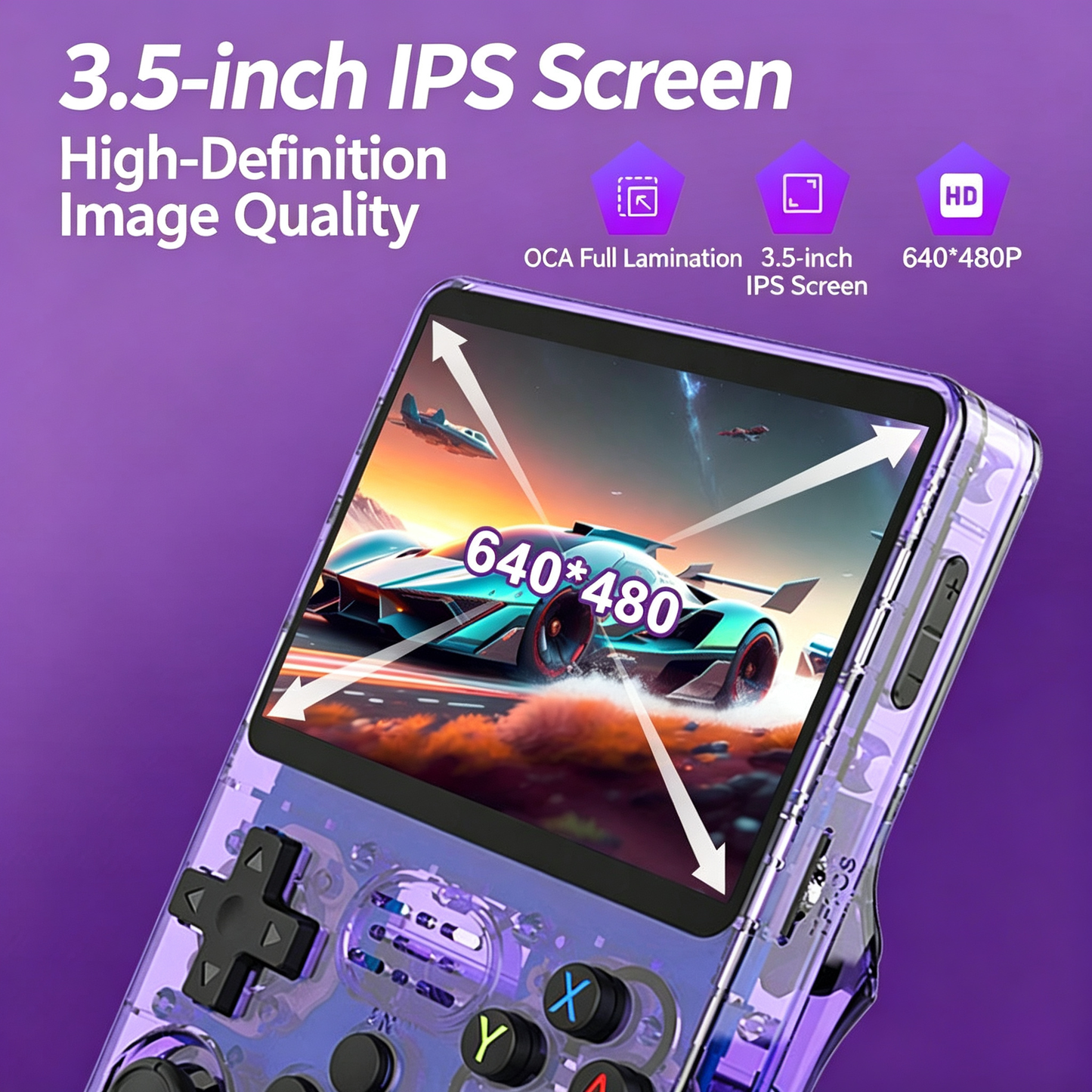 R36S Retro Open-Source Handheld Console - Classic Vertical Design / Dual Joysticks / Transparent Shell